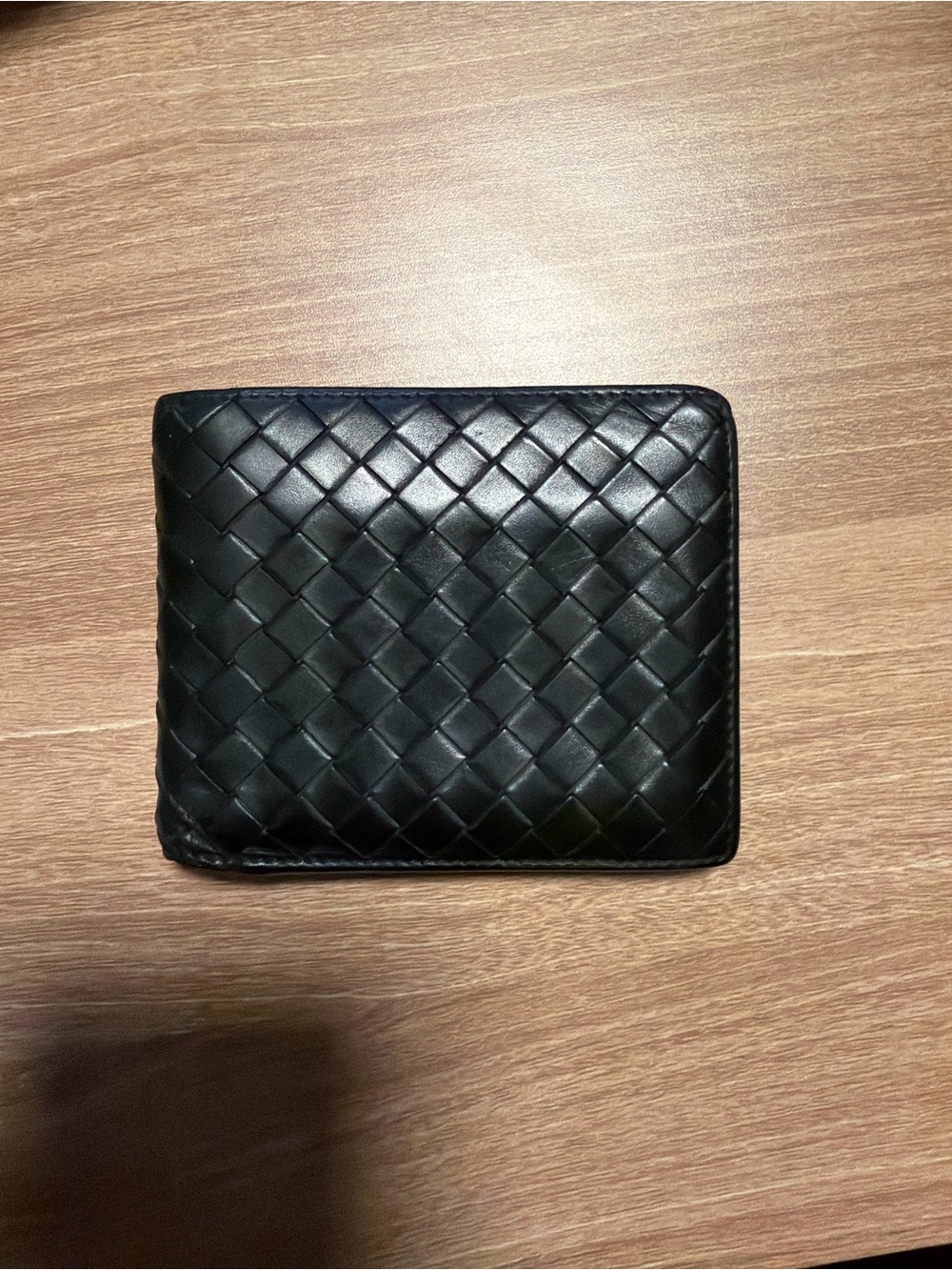 Bottega Veneta Black Intrecciato Woven Bifold Wallet